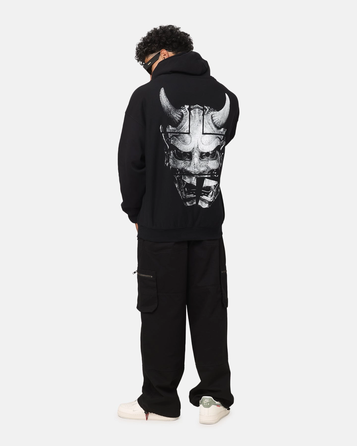 Warm Weather Wear The Anti Order Oni Mask Boxy Hoodie Black