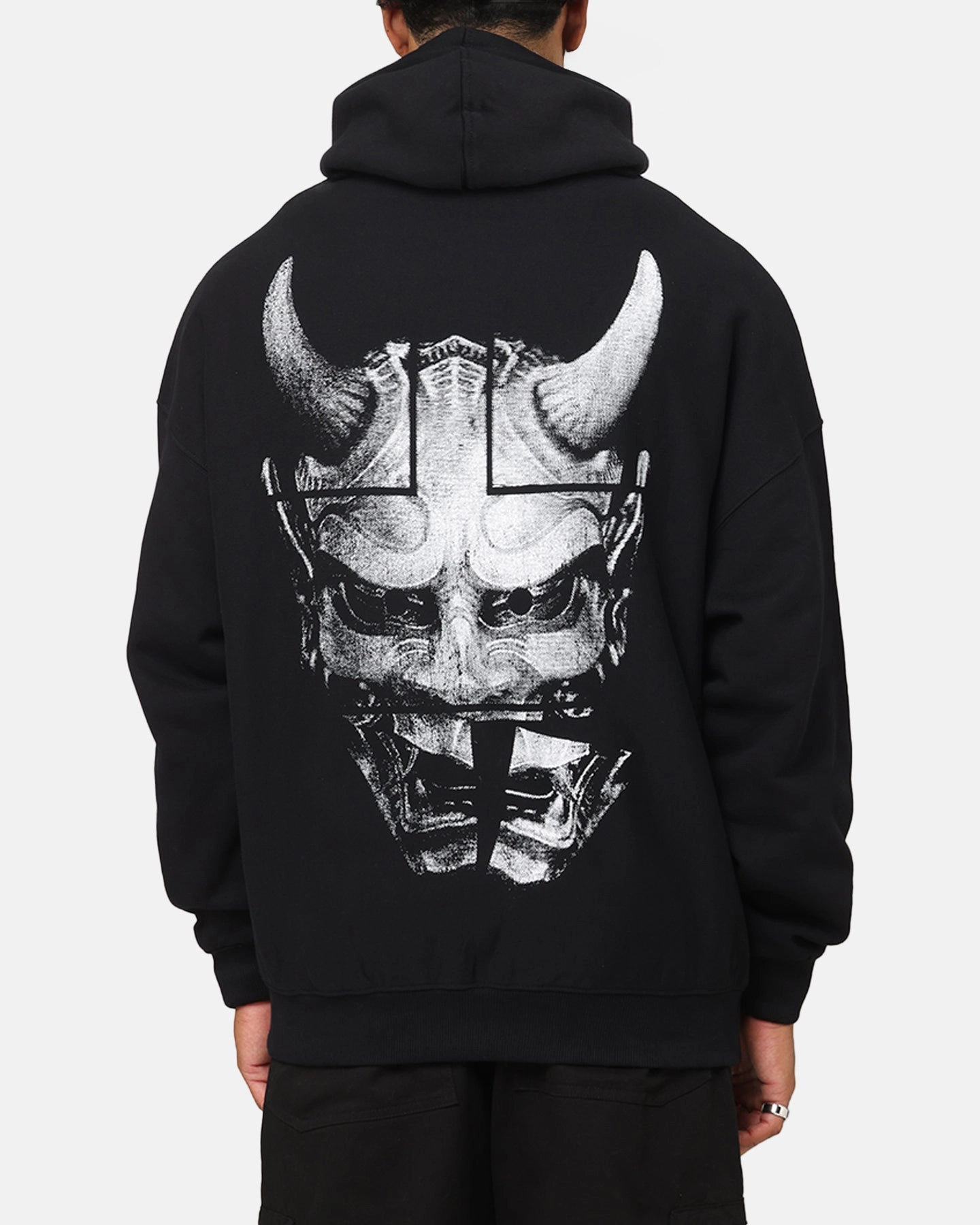 Outdoor Shield Adjustable Wear The Anti Order Oni Mask Boxy Hoodie Black