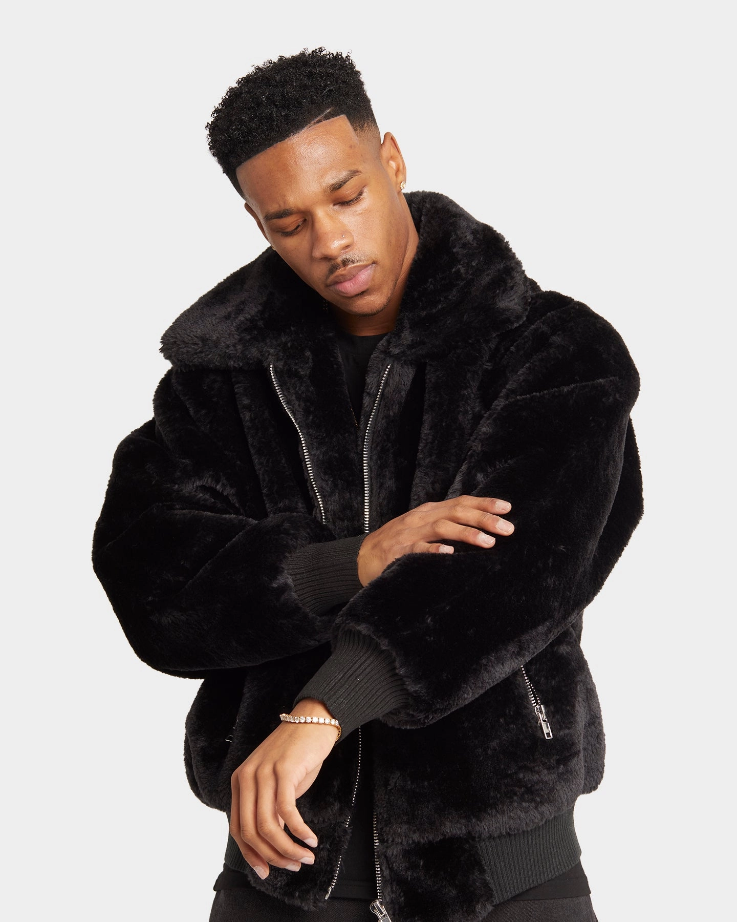 XXIII Baller Fur Jacket Black Beach Holiday Convertible Features