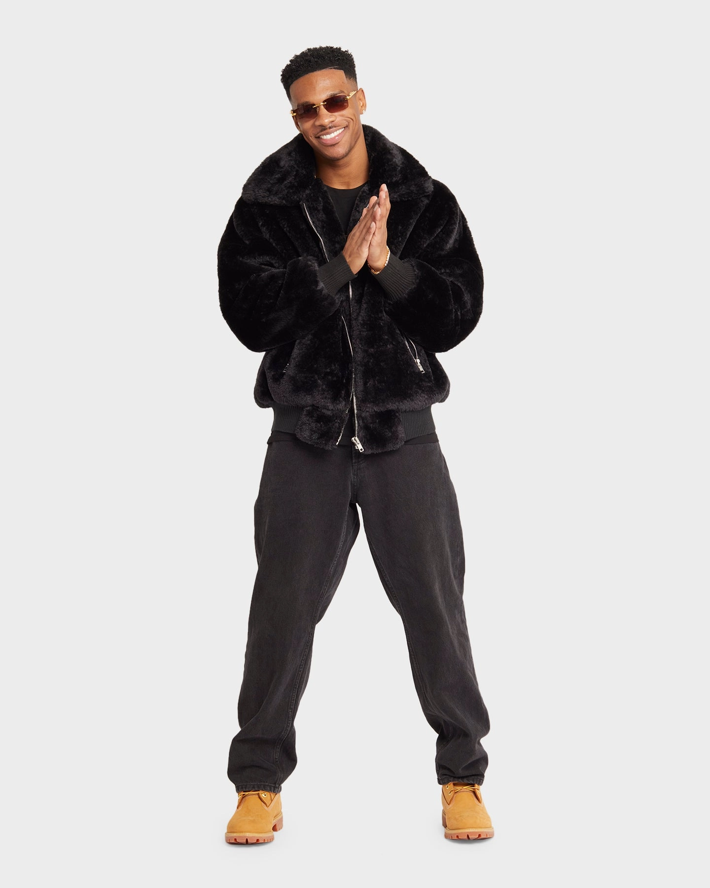 XXIII Baller Fur Jacket Black Comfort Fit Silhouette Fresh Appeal