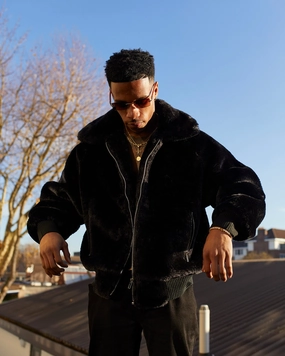 XXIII Baller Fur Jacket Black Lust Adjustable Drawstrings