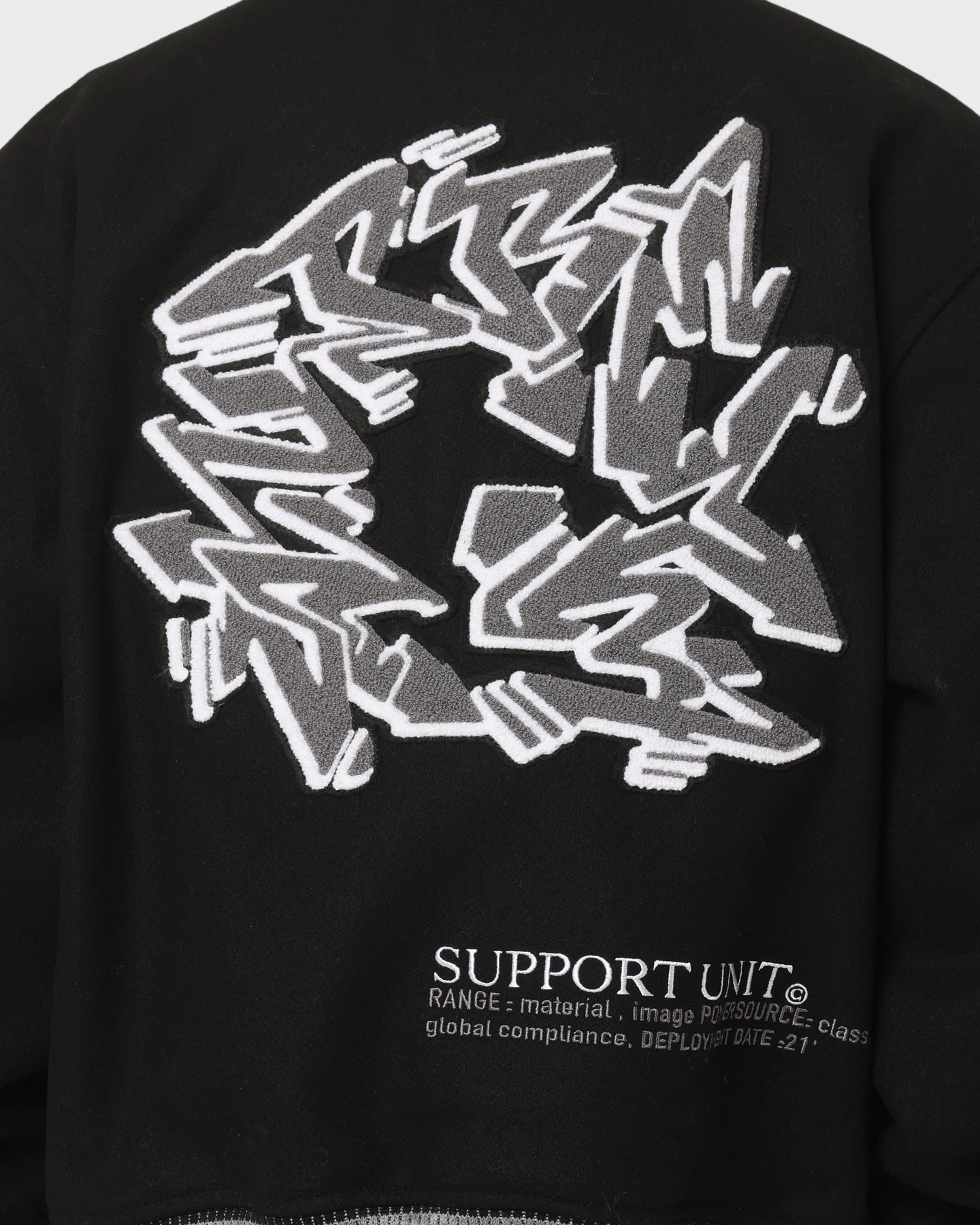 Secure Storage Compartments NonBulkyFit Supreme Support Unit Varsity Jacket Black