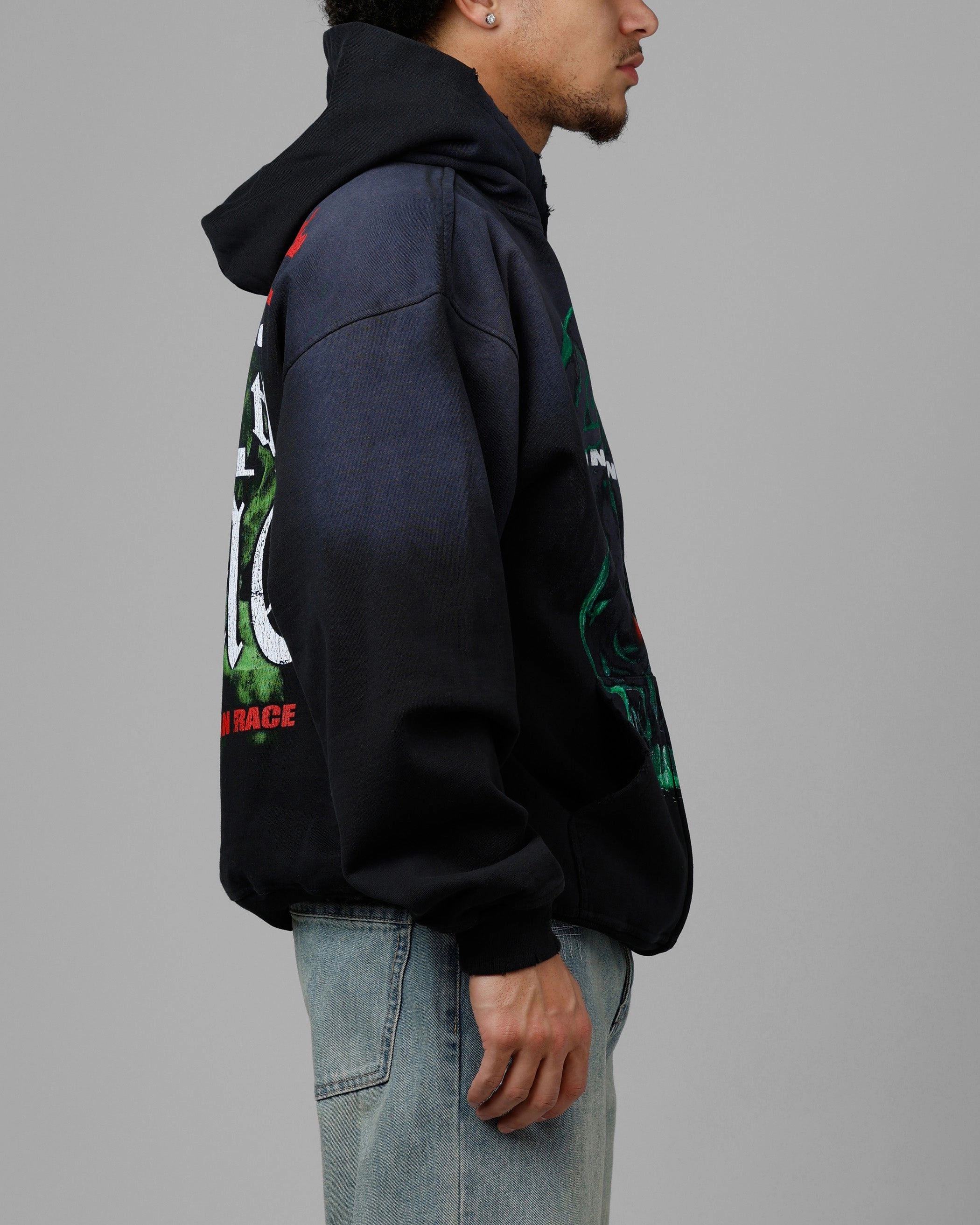 Loiter Inferno Zip Hoodie Vintage Black Bonded Seam Technology