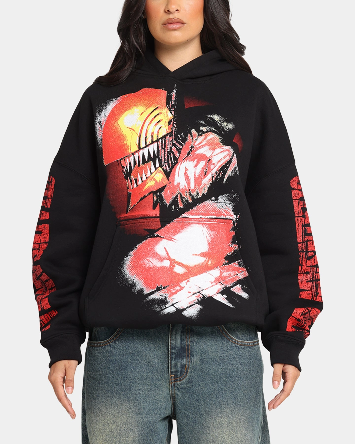 Goat Crew X Chainsaw Man Premium Hoodie Black windproof