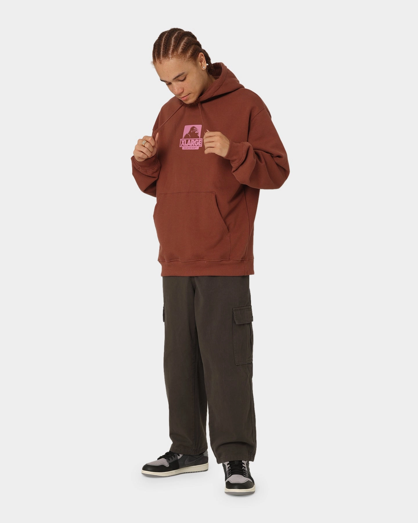 X-Large 91 Hoodie Brown/Pink Timeless Form Street Style