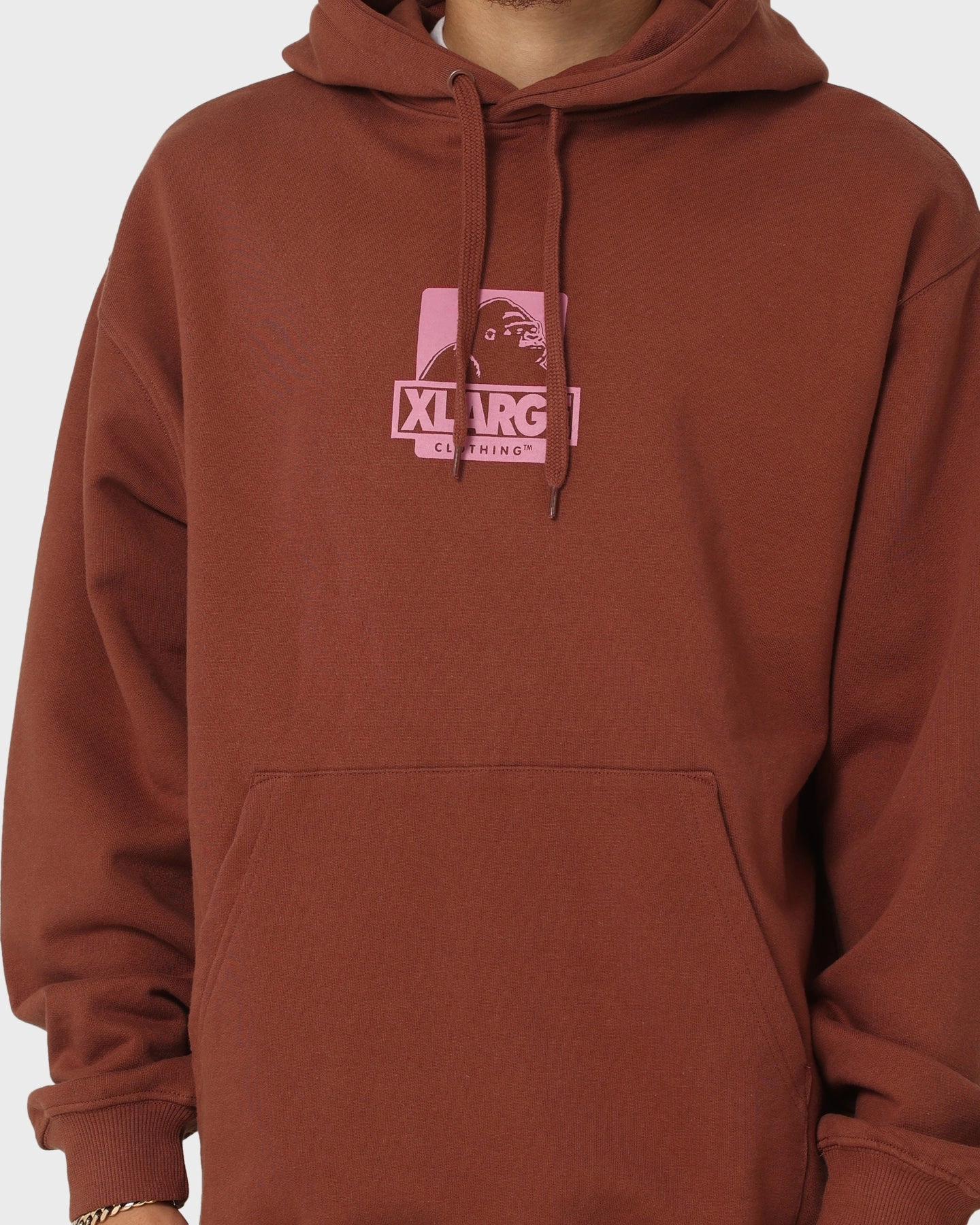 X-Large 91 Hoodie Brown/Pink Grid Backlined Interior