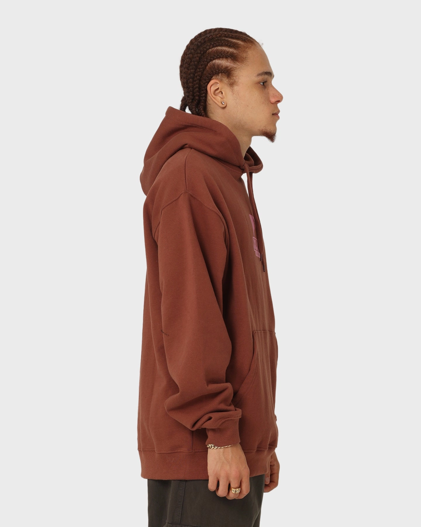 X-Large 91 Hoodie Brown/Pink Layered Collar Design Cozy Lining