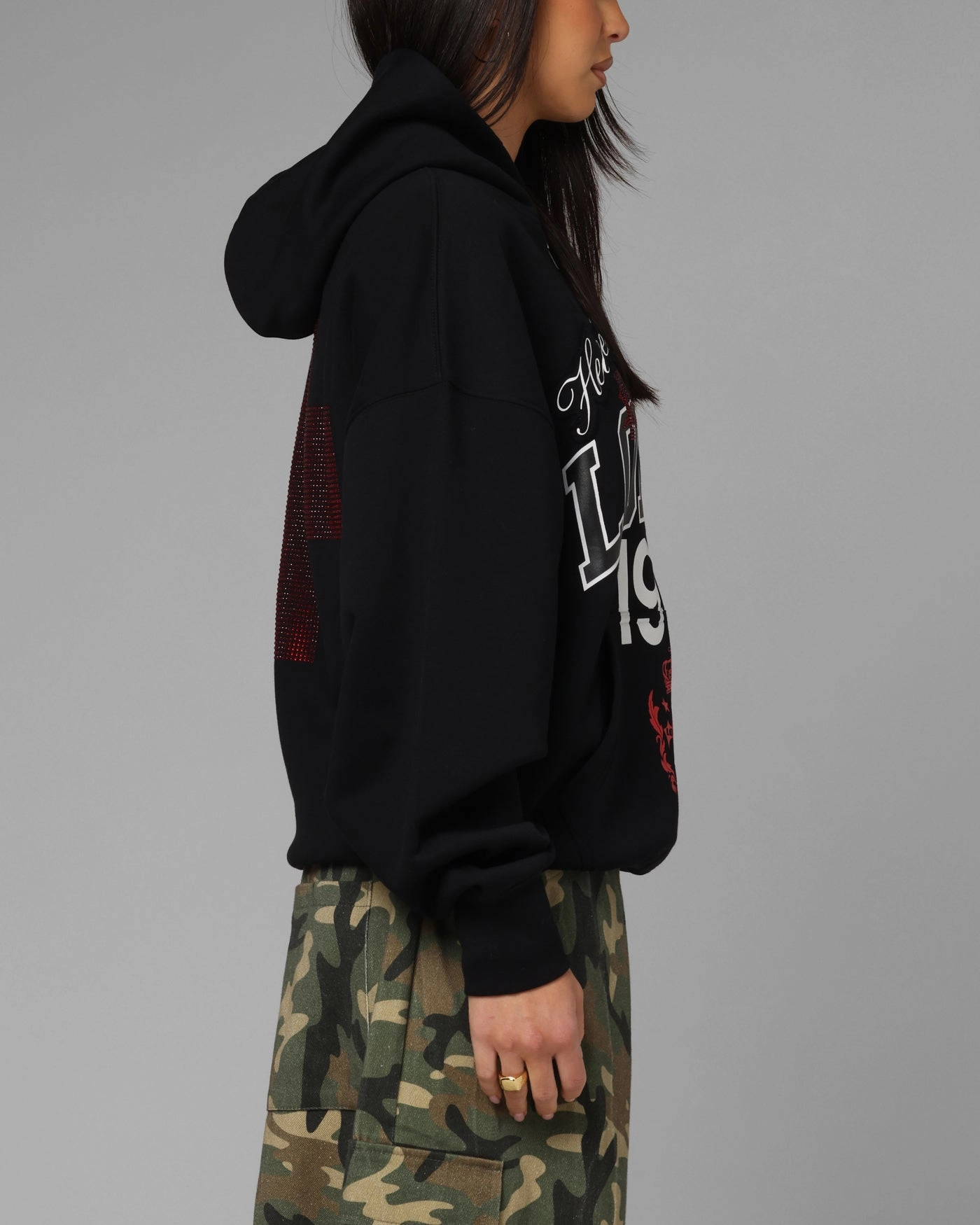 Loiter Drop Out Zip Hoodie Black Sleek Fit