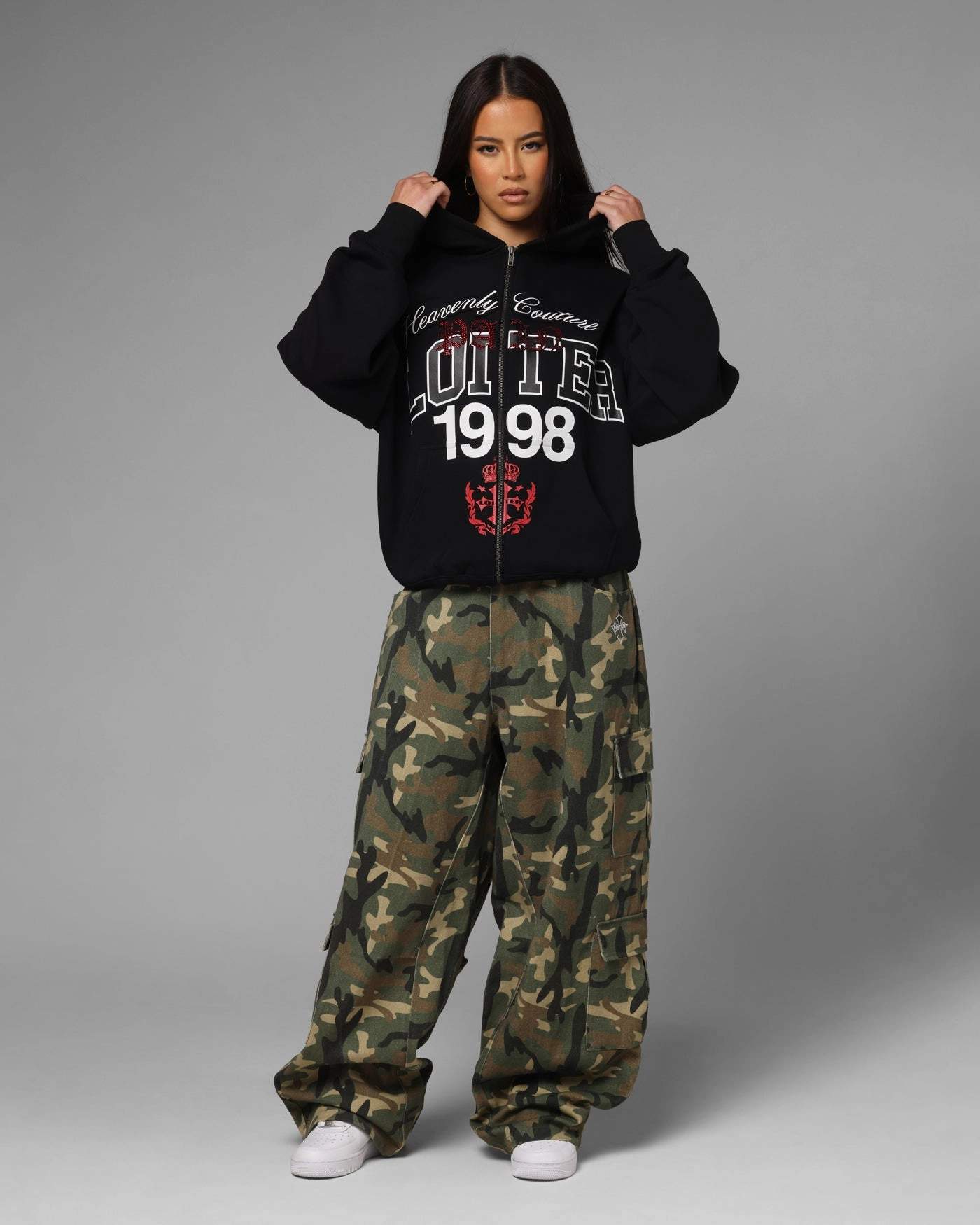 Loiter Drop Out Zip Hoodie Black Advantage