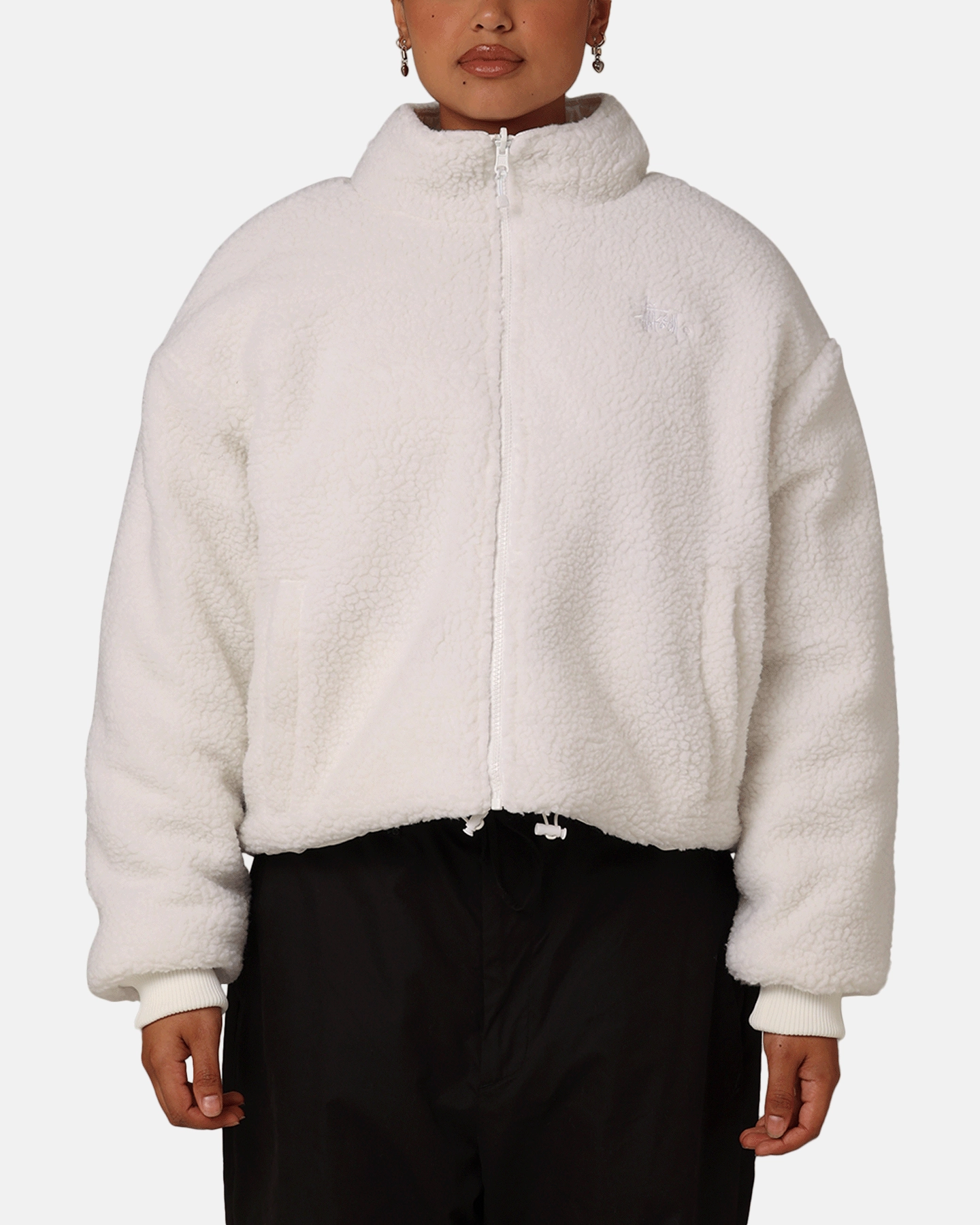 Vegan Option Water Repellent Coating St??ssy Women's Graffiti Cropped Puffer Jacket White