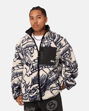 Stussy Dragon Sherpa Jacket Natural Ergonomic Fit
