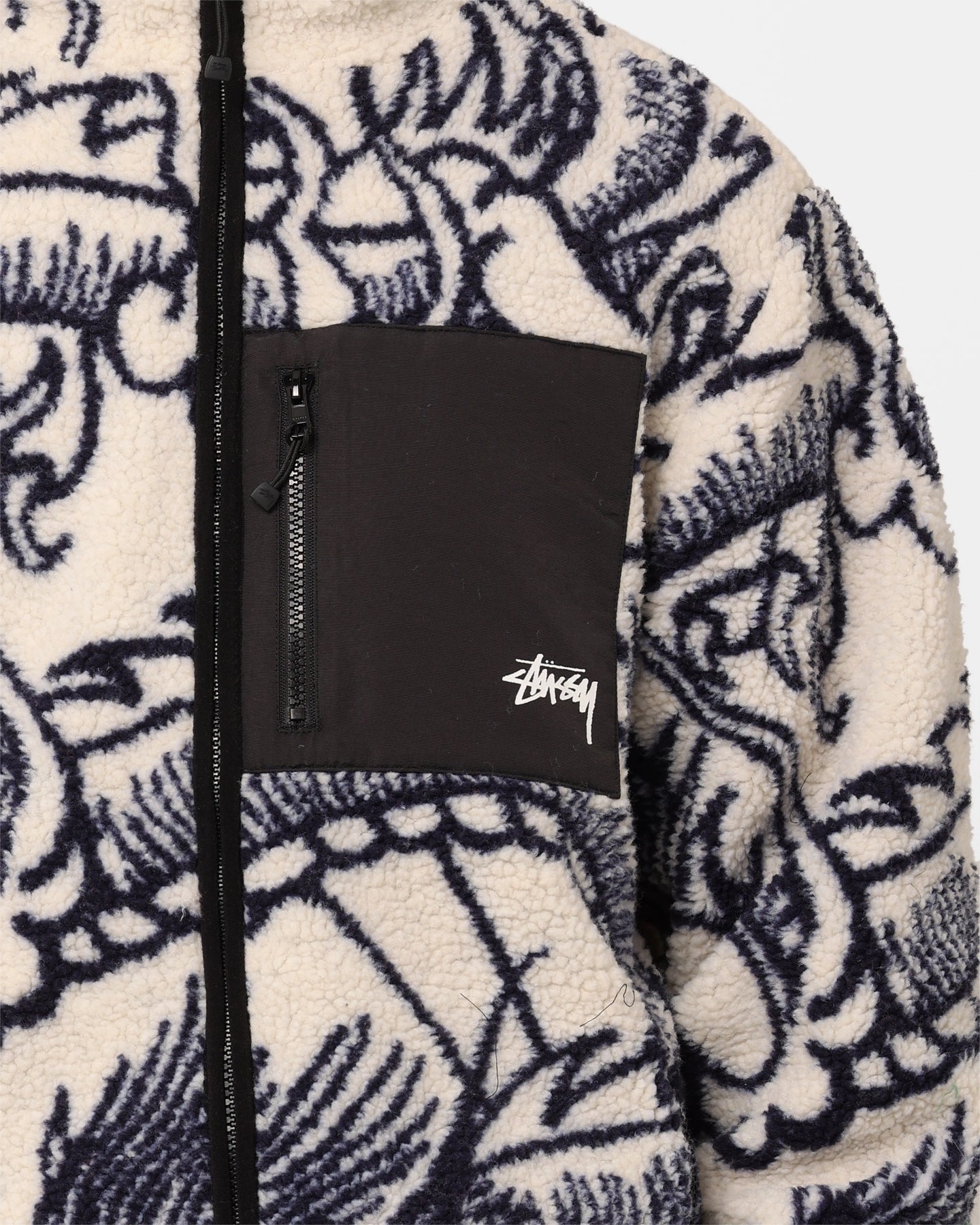 Card Compression Panels Stussy Dragon Sherpa Jacket Natural