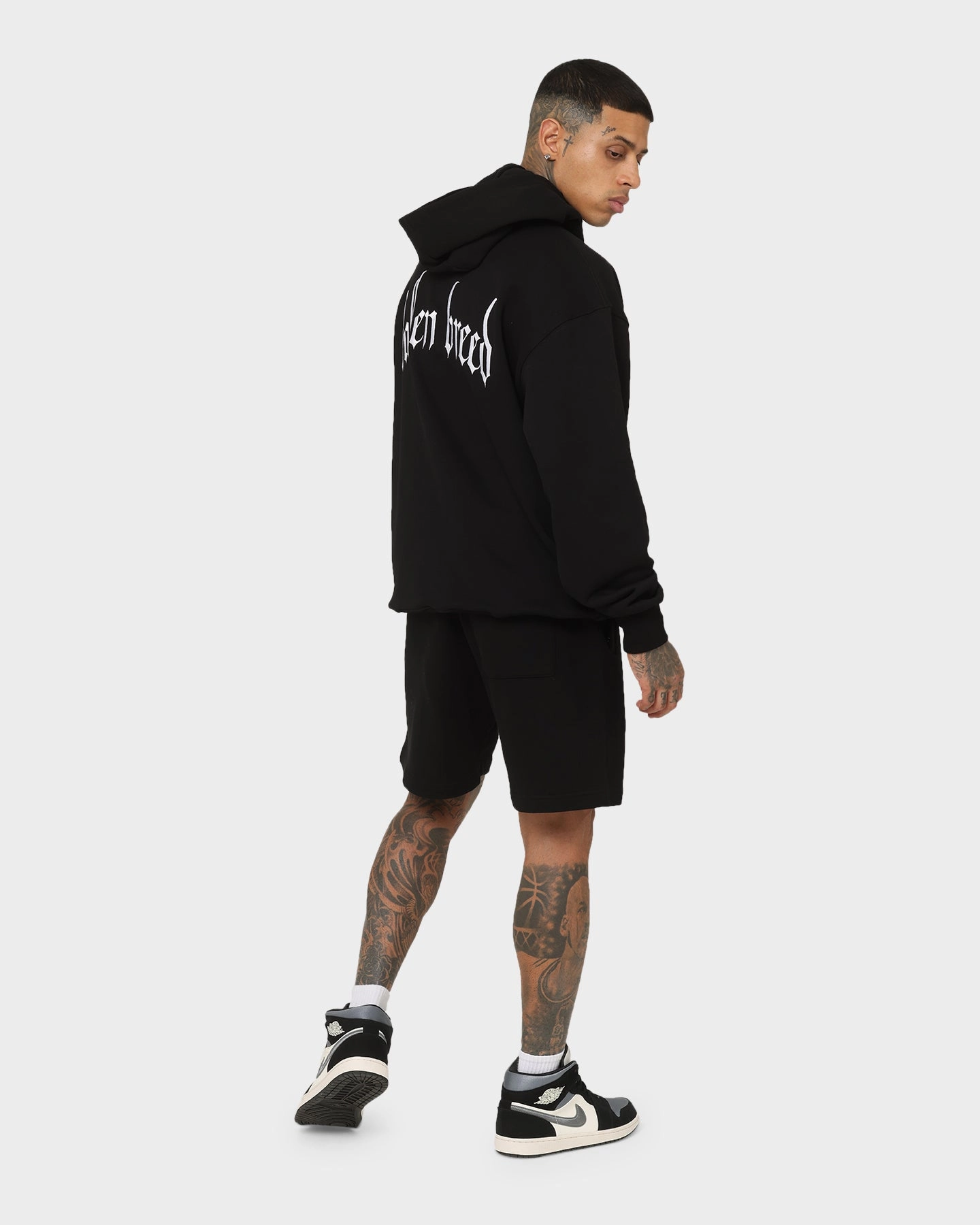 Fallen Breed Signature Logo Hoodie Black Non Restrictive Silhouette Ventilated Back Panel