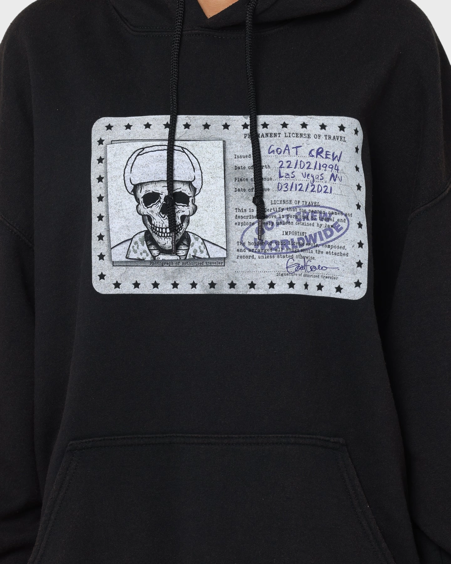 Breathable Comfort Layer Essential Goat Crew License Vintage Hoodie Black Wash
