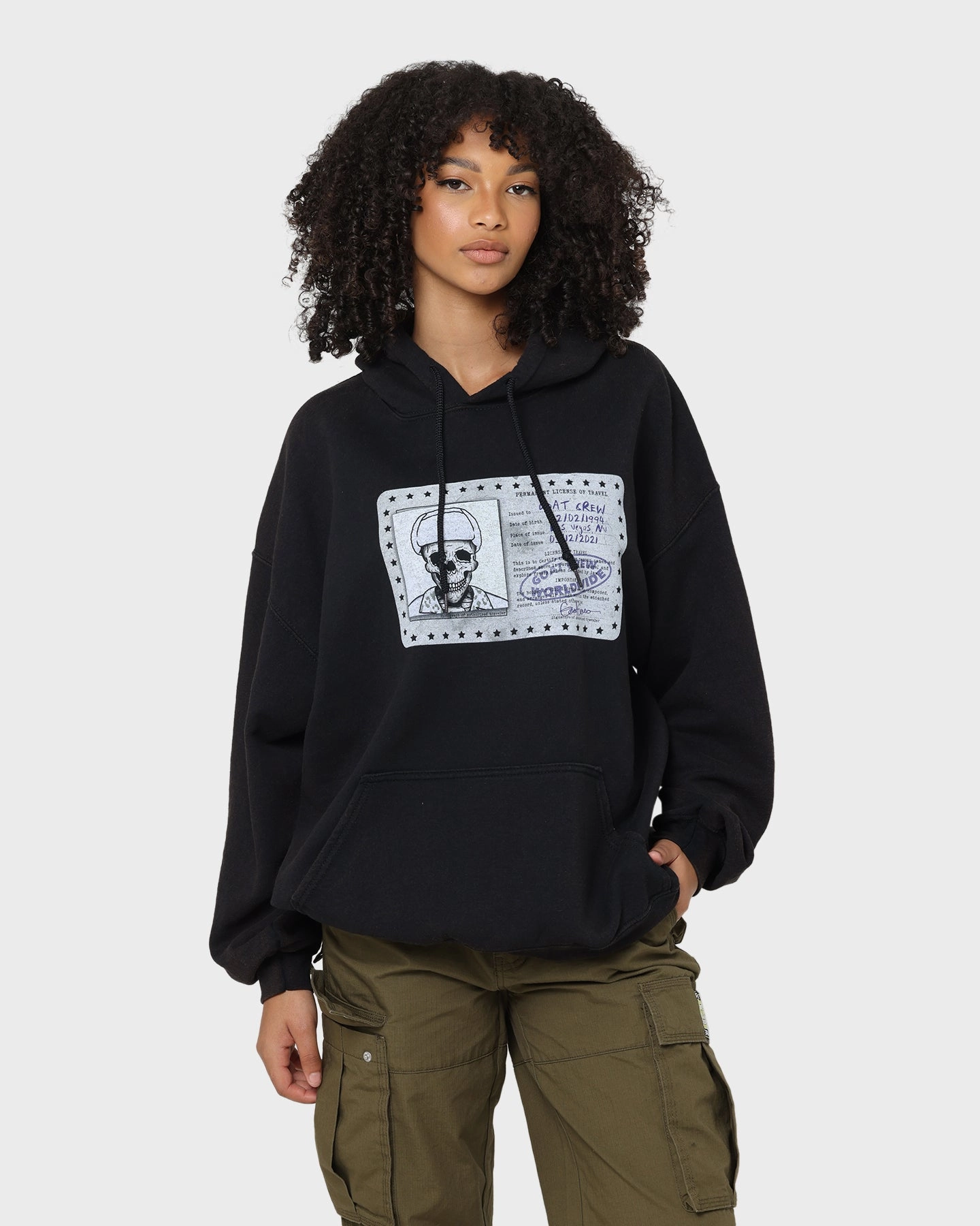 Lightweight Construction Goat Crew License Vintage Hoodie Black Wash