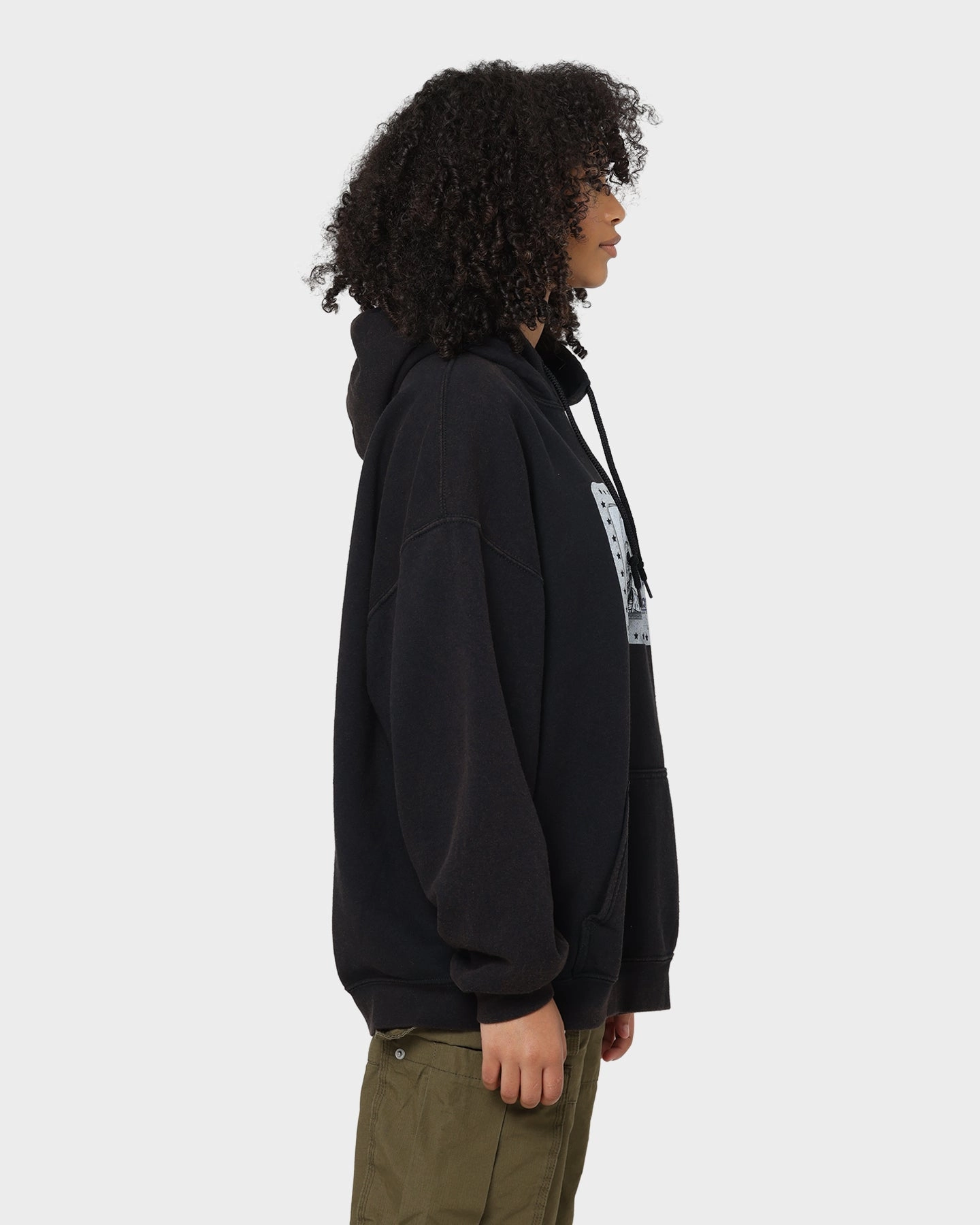Goat Crew License Vintage Hoodie Black Wash Four Way Stretch Fabric Lightweight