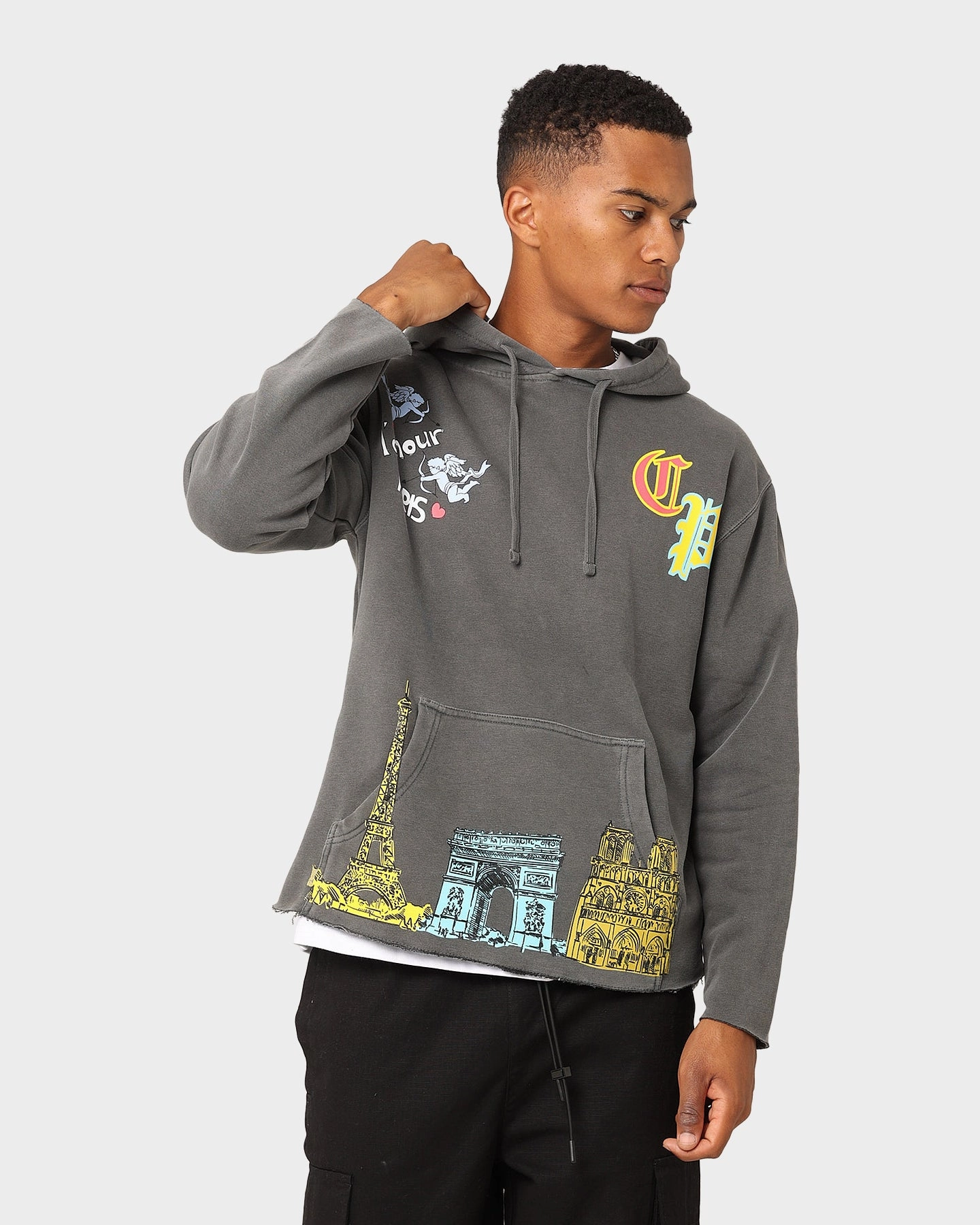 Carr?? L'Amour Cutoff Vintage Hoodie Washed Black Anti Snag Zipper Pulls