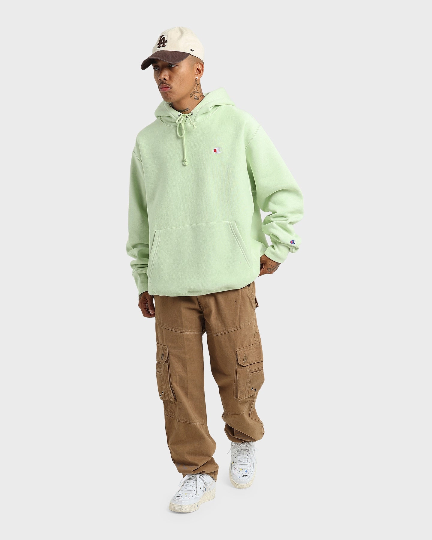 Grow Champion Reverse Weave Small C Hoodie Mint To Green