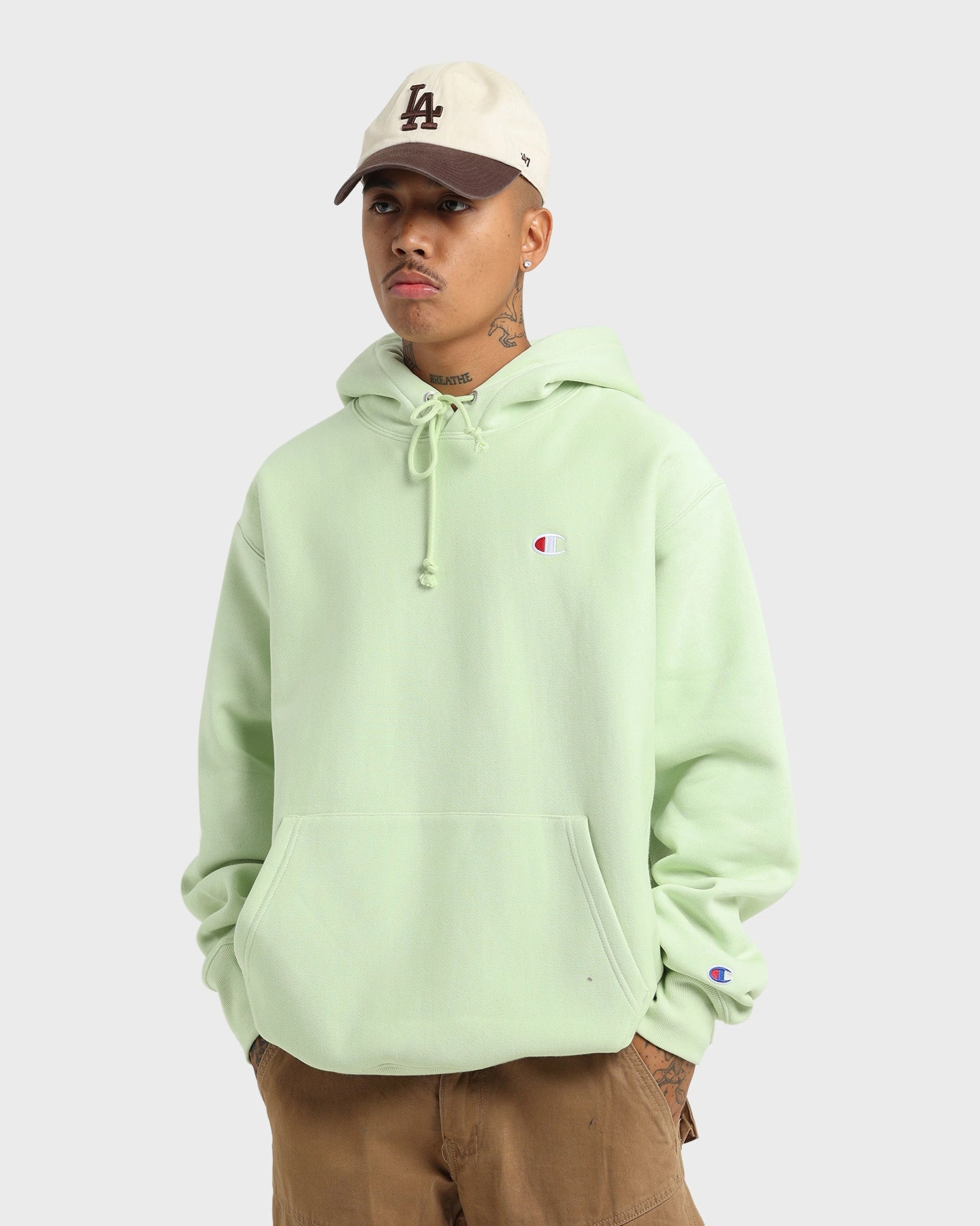 Easy Care Champion Reverse Weave Small C Hoodie Mint To Green