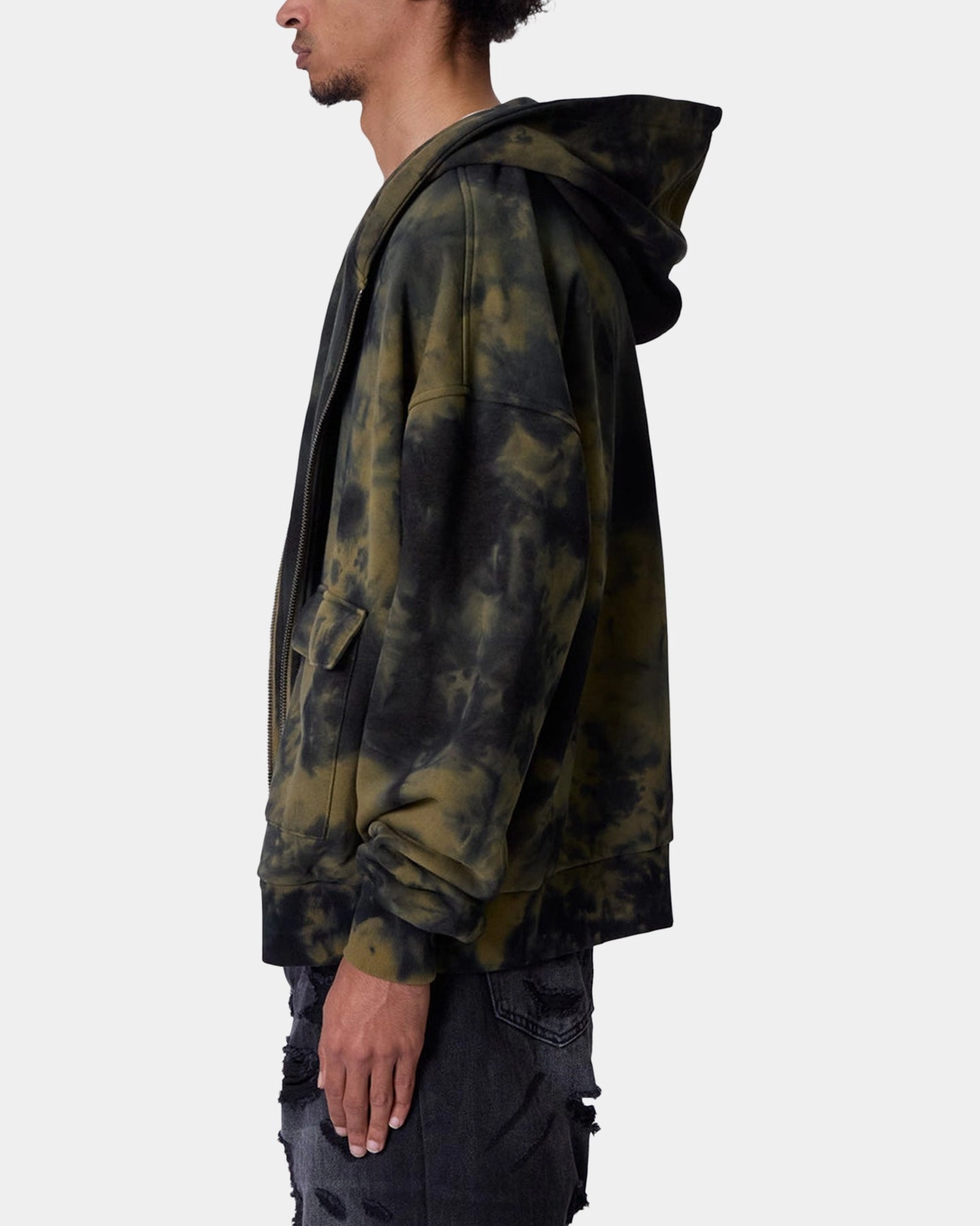 MNML Crumple Tie Dye Hodie Olive Party use Chance