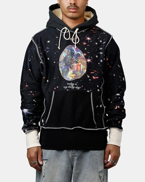 ABC Birthstone Hoodie Black Fray Resistant Finish Elastic waist