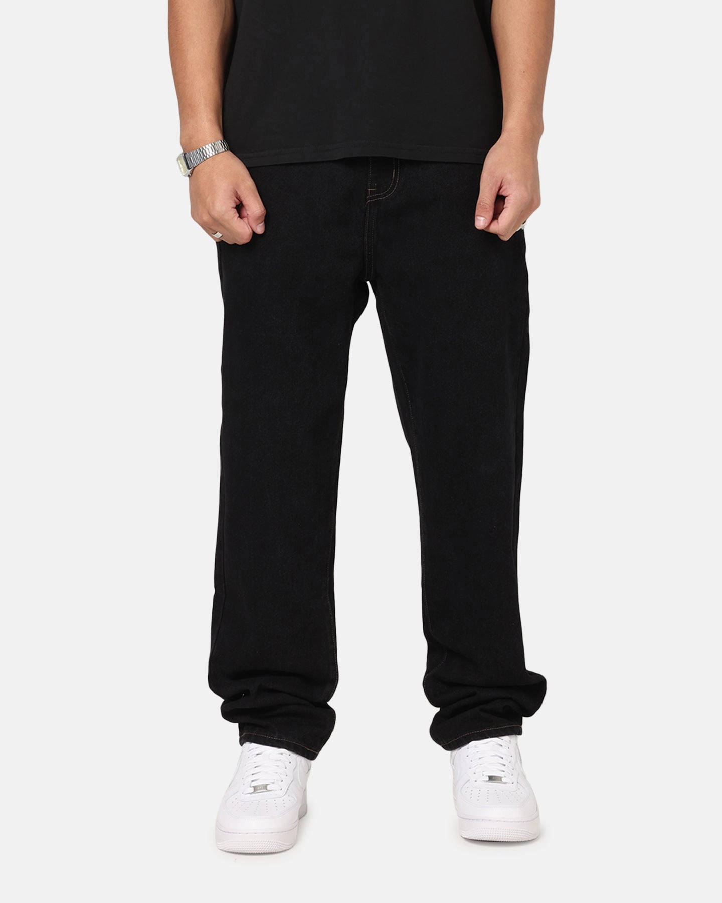 Neutral Style Cool Silhouette S Double Denim Standard Jeans Black Rinse