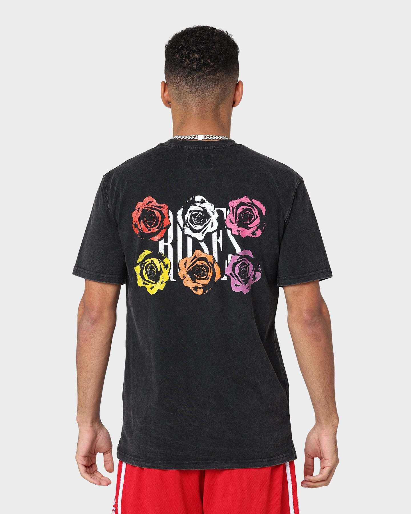 Carre Multi-Rose Vintage T-Shirt Washed Black Summer Comfort