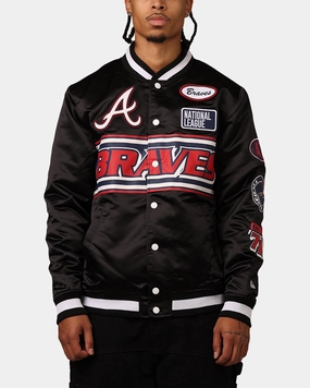 New Era Atlanta Braves 2024 Rally Drive Jacket Black/White Winter Outer Layer suitable for school days