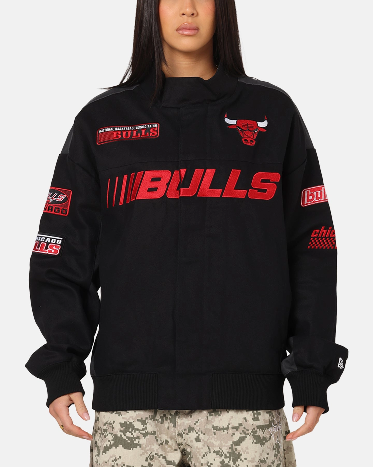New Era Chicago Bulls NBA Motorsport Jacket Black Protective Style