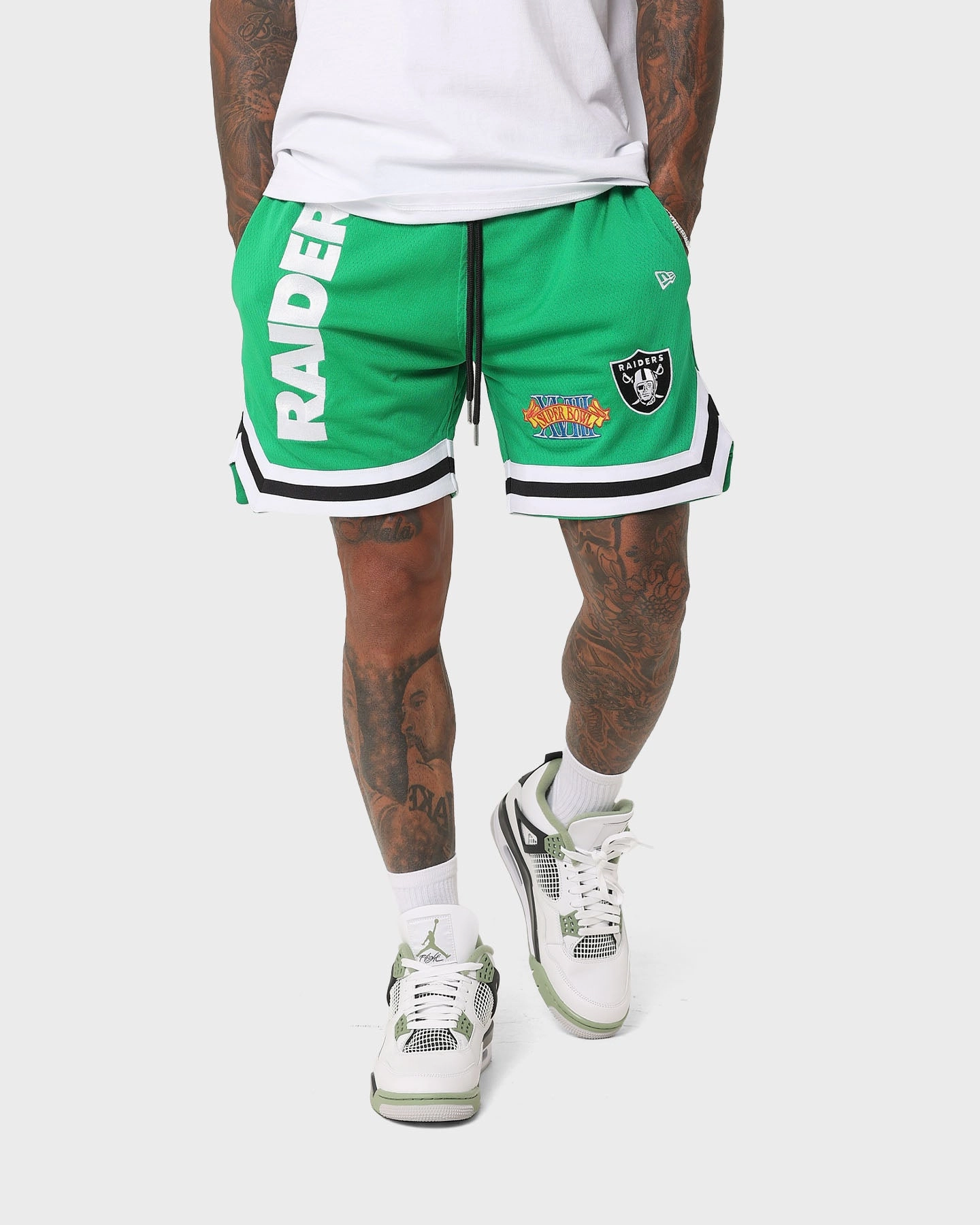 New Era Las Vegas Raiders 'Tropical Punch Script Pack' Mesh Shorts Lucky Green Quick Release Fasteners Punk style