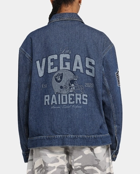 YKK Zipper Quality Diary New Era Las Vegas Raiders NFL Denim Jacket Dark Blue