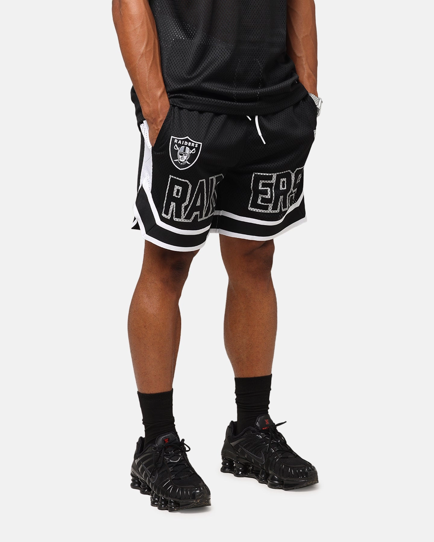 New Era Las Vegas Raiders NFL Graphic Shorts Black Free Size Adjuster Hidden Storage Compartment
