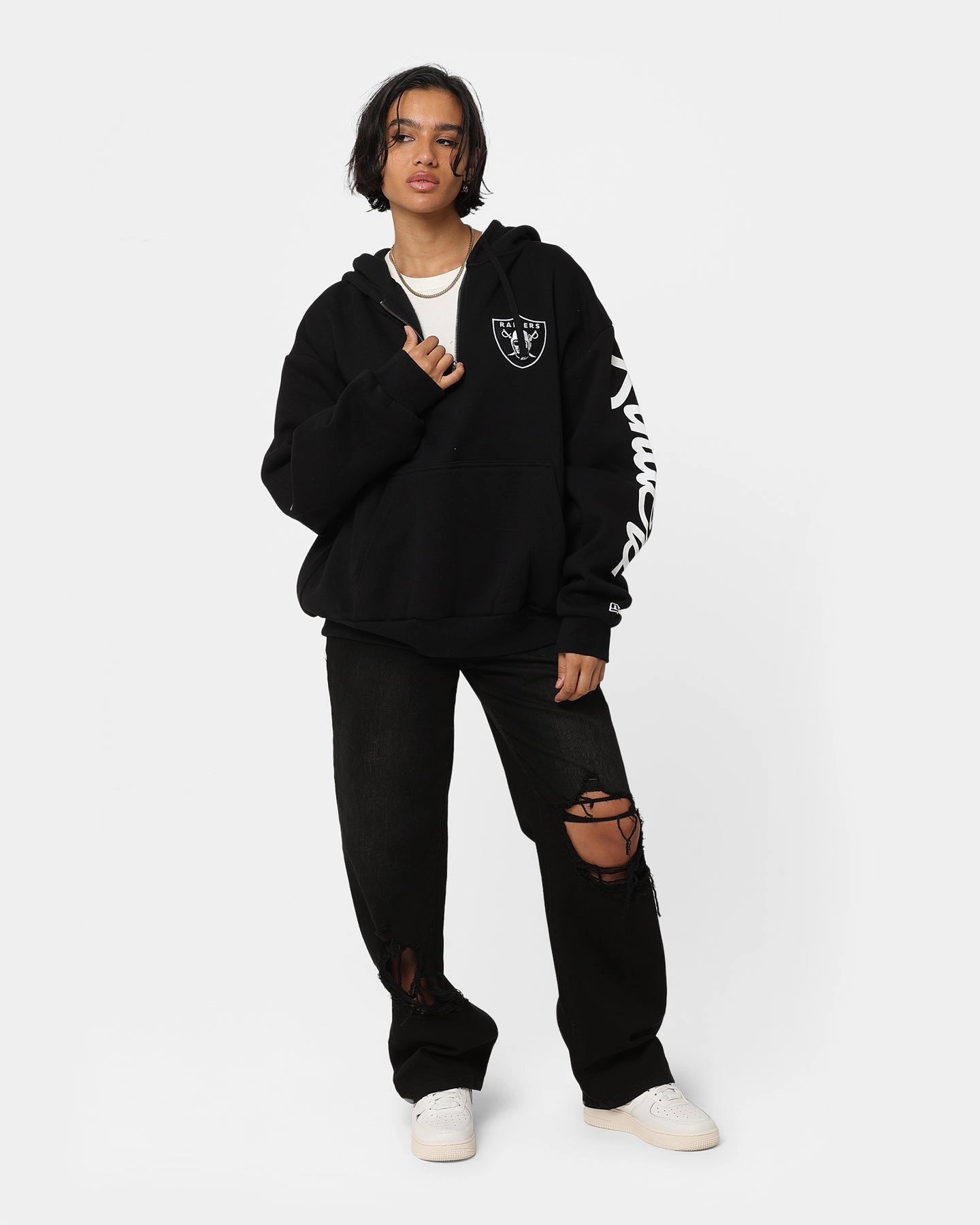 New Era Las Vegas Raiders Sleeve Script Hoodie Black/White Project