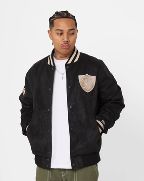 Overcome Feedback New Era Las Vegas Raiders Suede Jacket Black