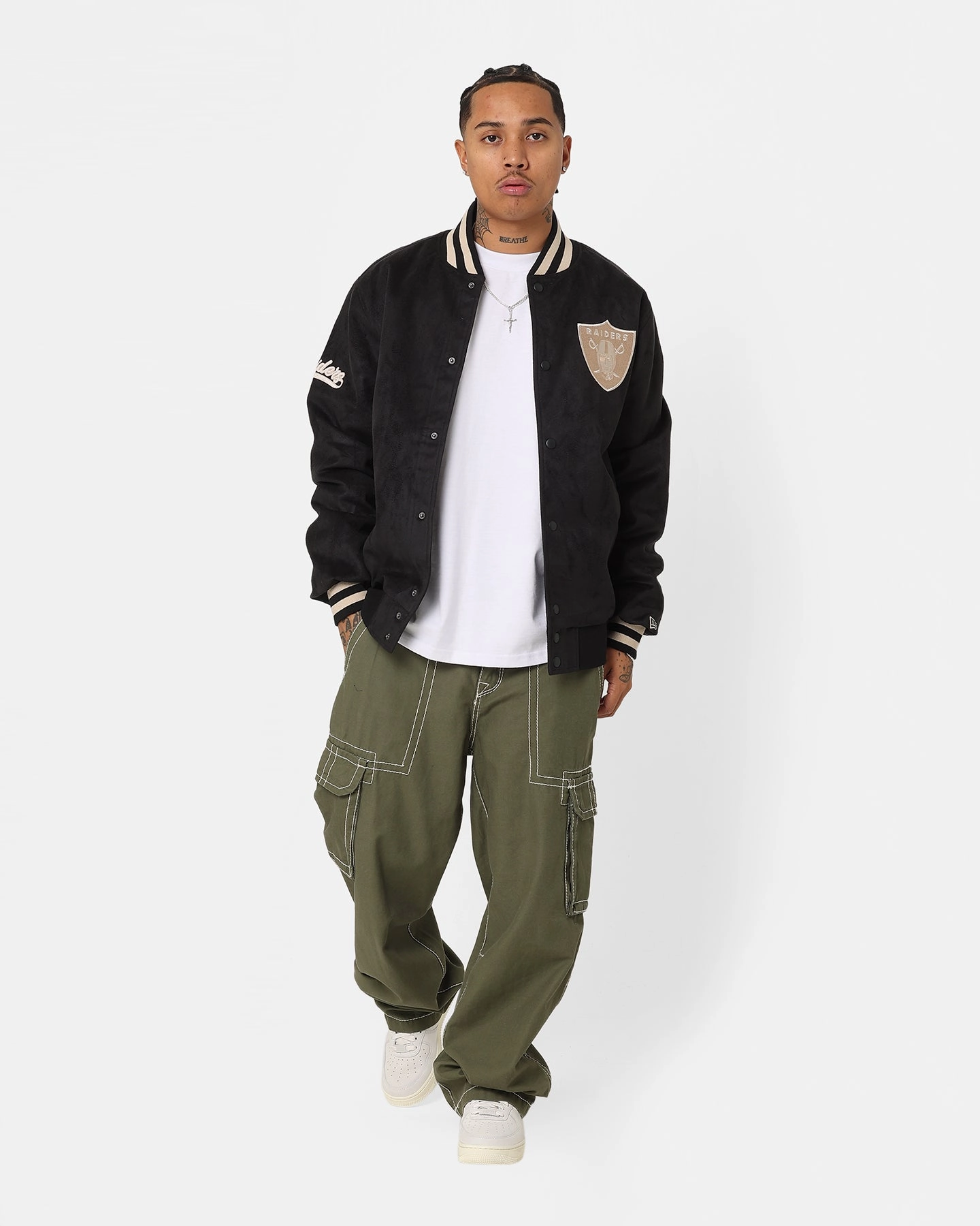 Resilience New Era Las Vegas Raiders Suede Jacket Black