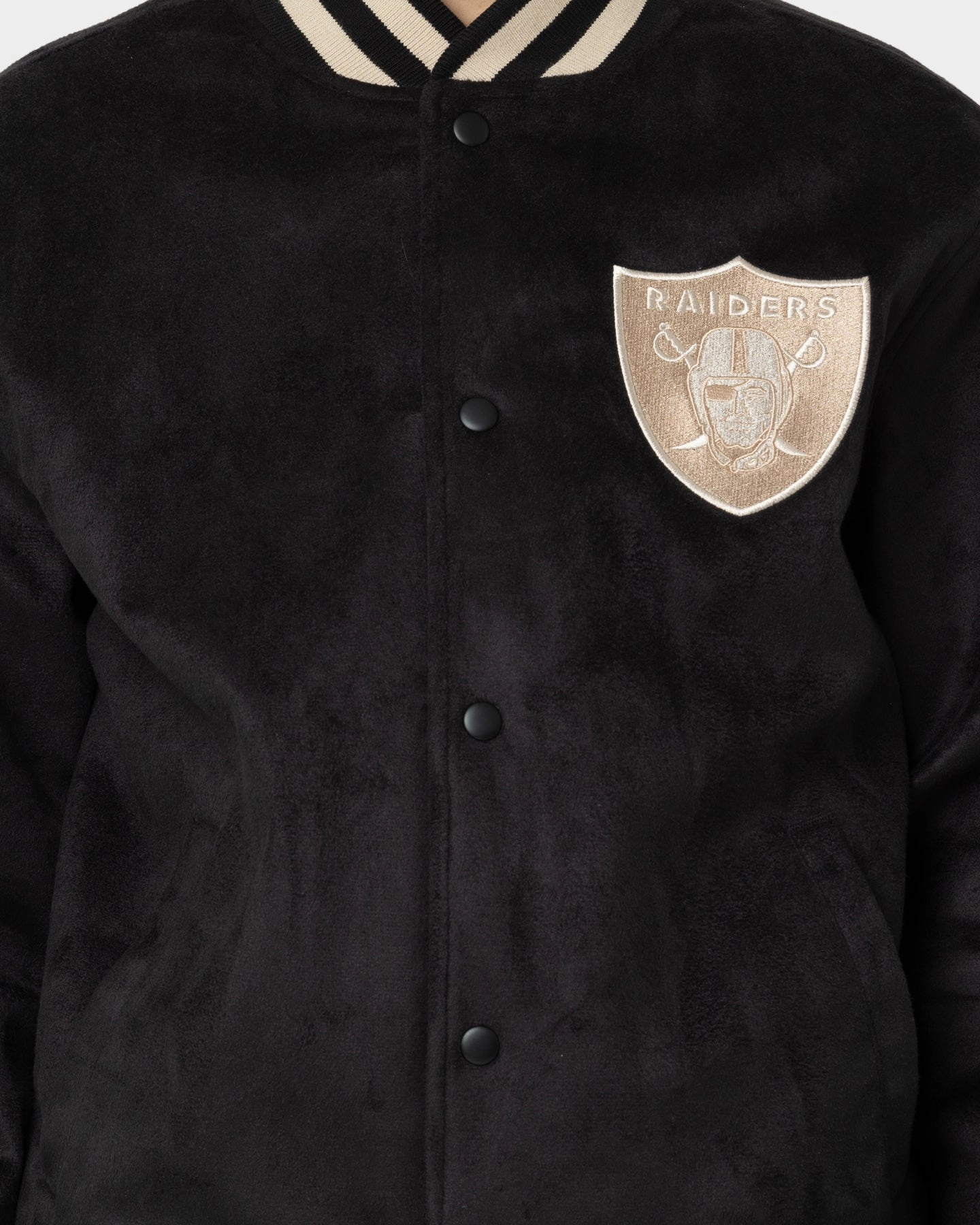 New Era Las Vegas Raiders Suede Jacket Black multiple pockets impulse buy