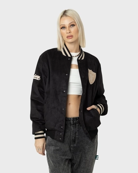 Full Zip Closure Abrasion Resistant Material New Era Las Vegas Raiders Suede Jacket Black