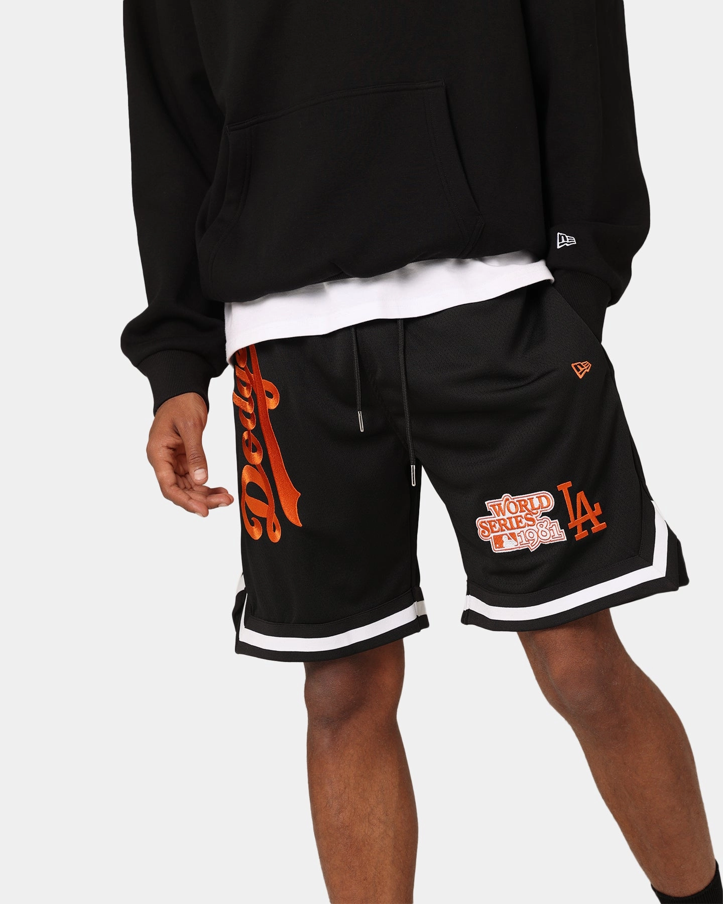 New Era Los Angeles Dodgers 'Scary Nights' Mesh Shorts Black/Orange Thermal Regulating Fabric