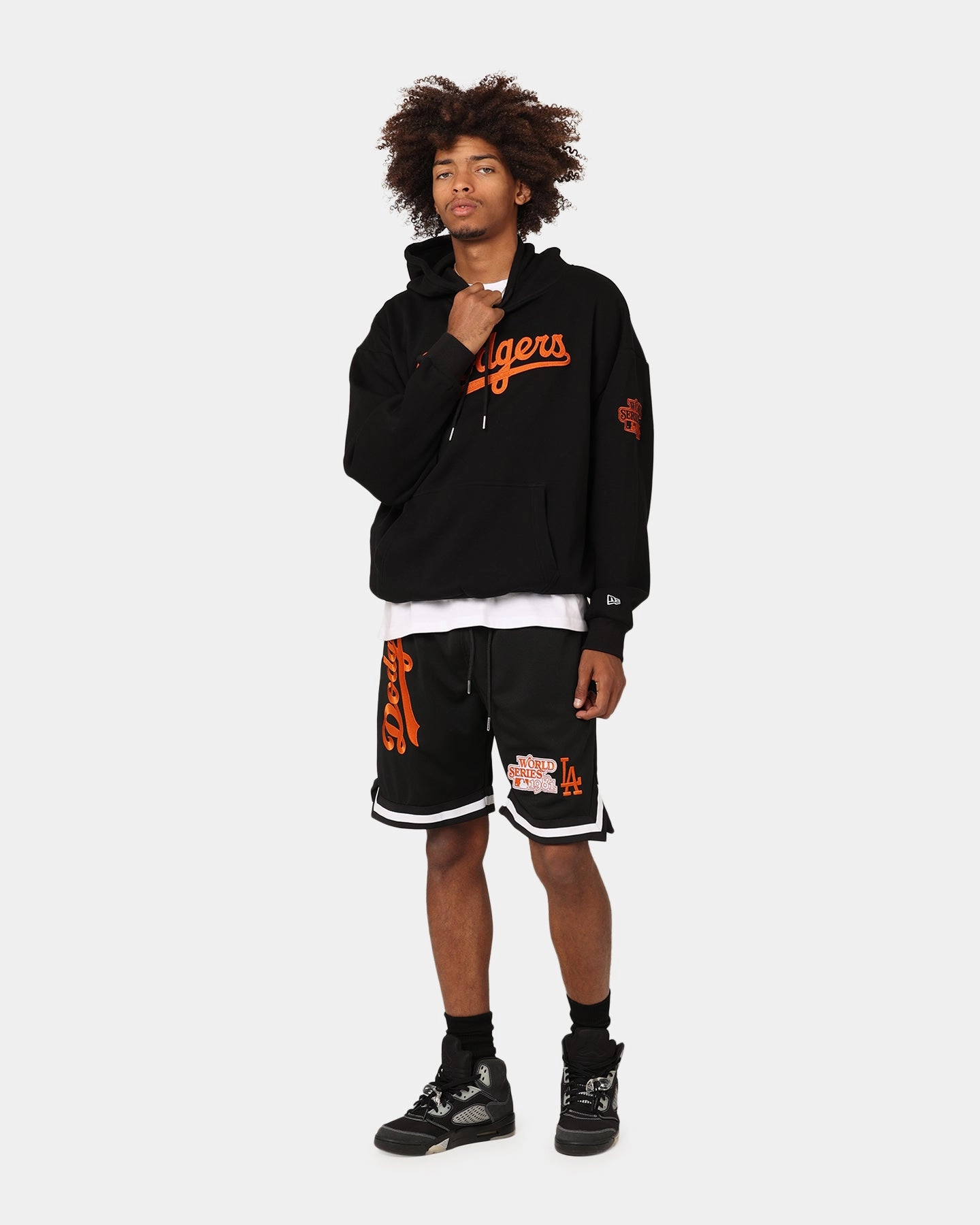 New Era Los Angeles Dodgers 'Scary Nights' Mesh Shorts Black/Orange Contoured Articulation All Purpose Utility Fit