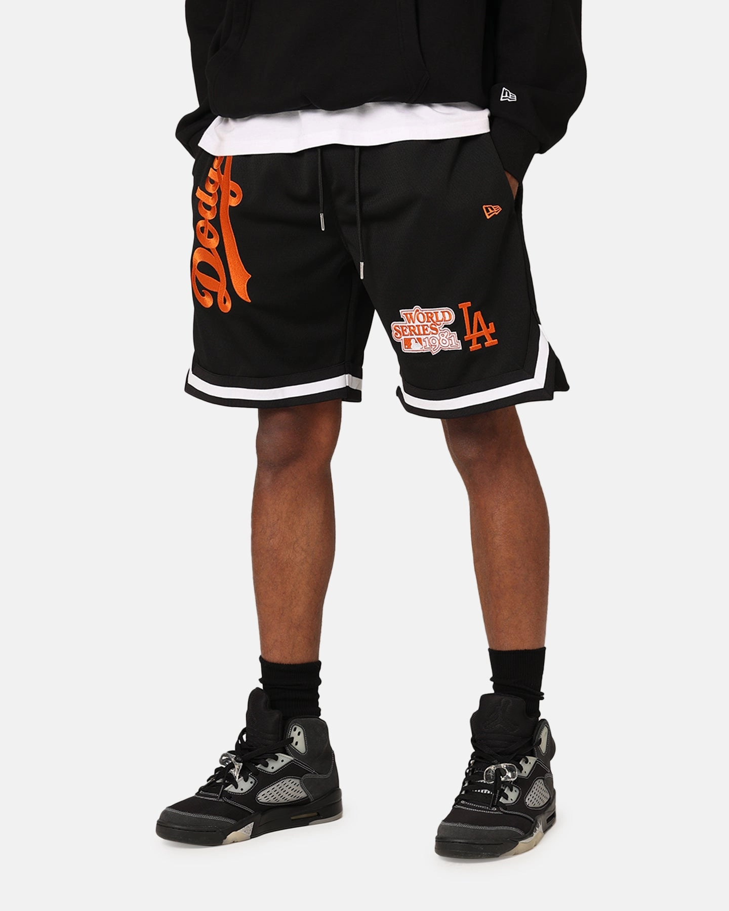 factory work New Era Los Angeles Dodgers 'Scary Nights' Mesh Shorts Black/Orange