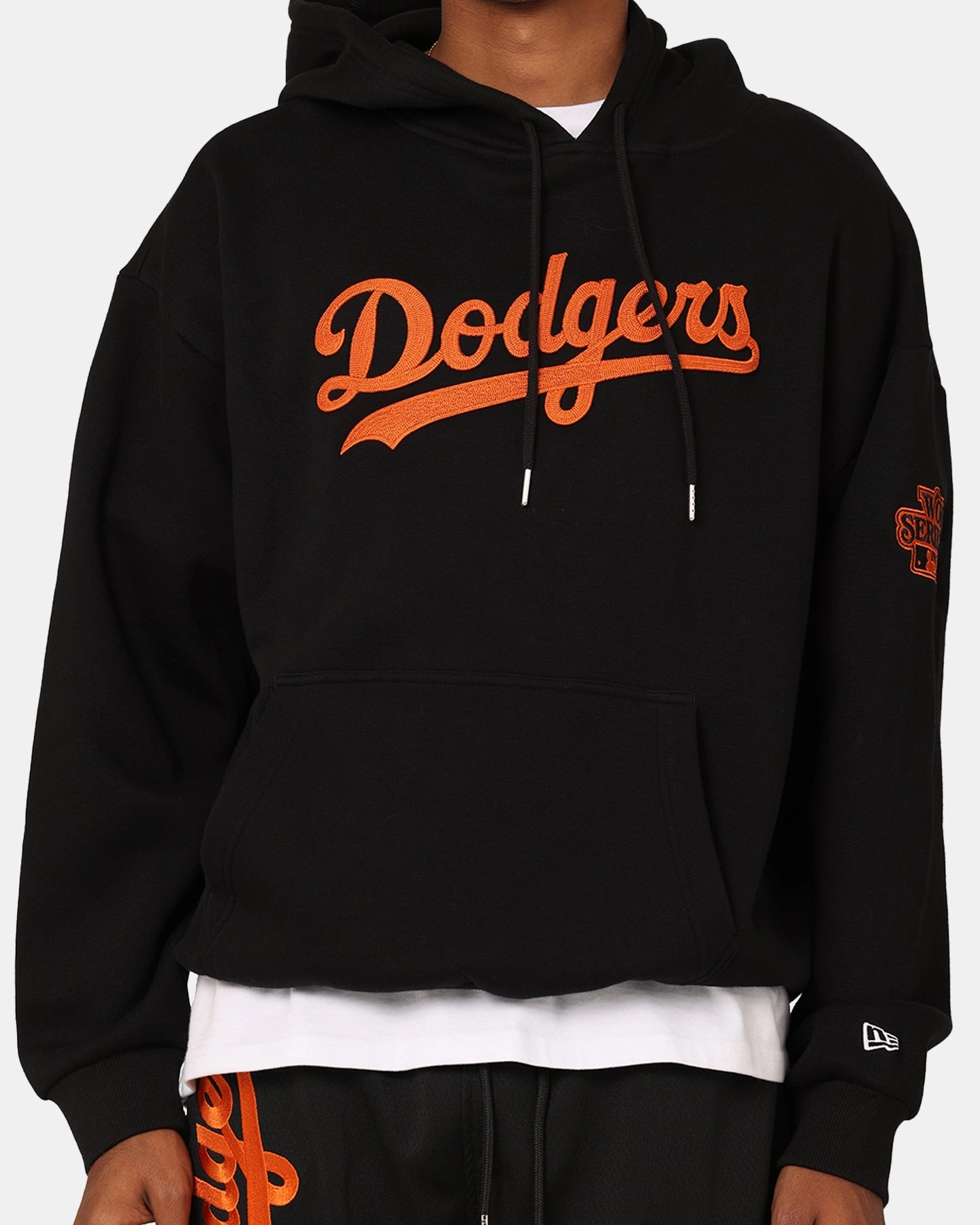 New Era Los Angeles Dodgers 'Scary Nights' Oversized Hoodie Black/Orange Quick Adjust Straps
