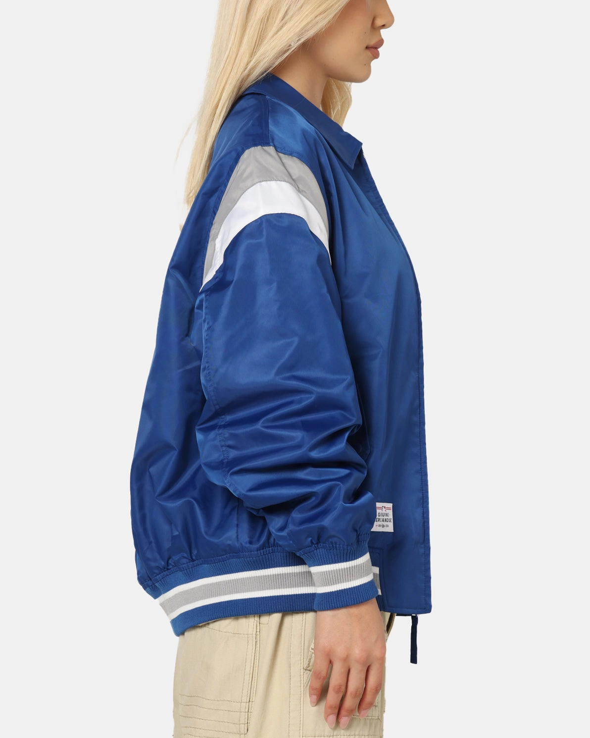 Rollaway Collar Feature Rugged Look New Era Los Angeles Dodgers MLB Retro Stadium Jacket Blue