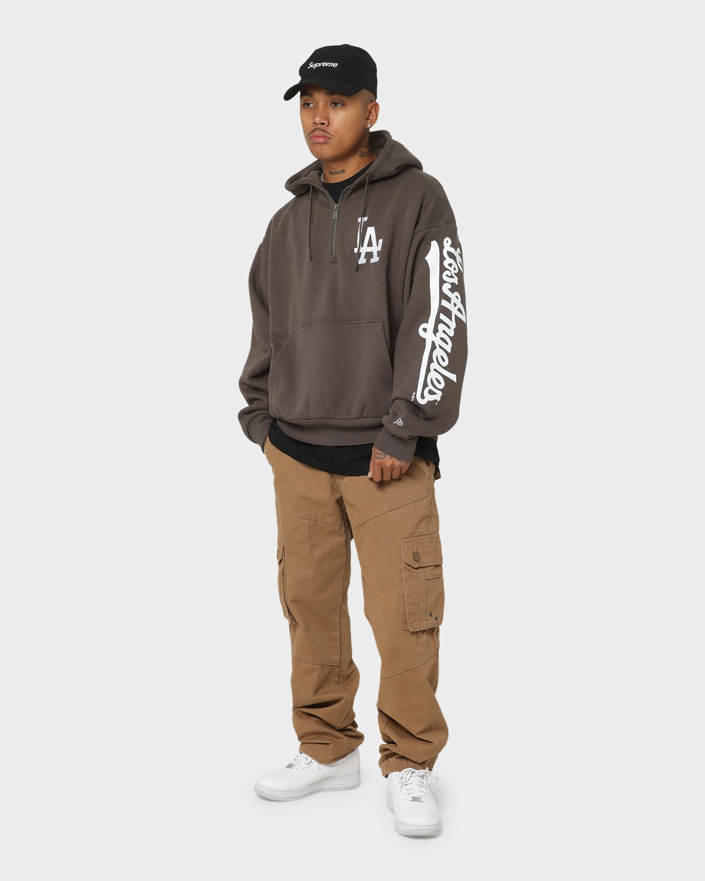 New Era Los Angeles Dodgers Quarter Zip Hoodie Moss popular among fashionistas