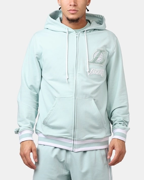 Stylish Insulation New Era Los Angeles Lakers 'Logo Select Mint' Full Zip Hoodie Mint/White