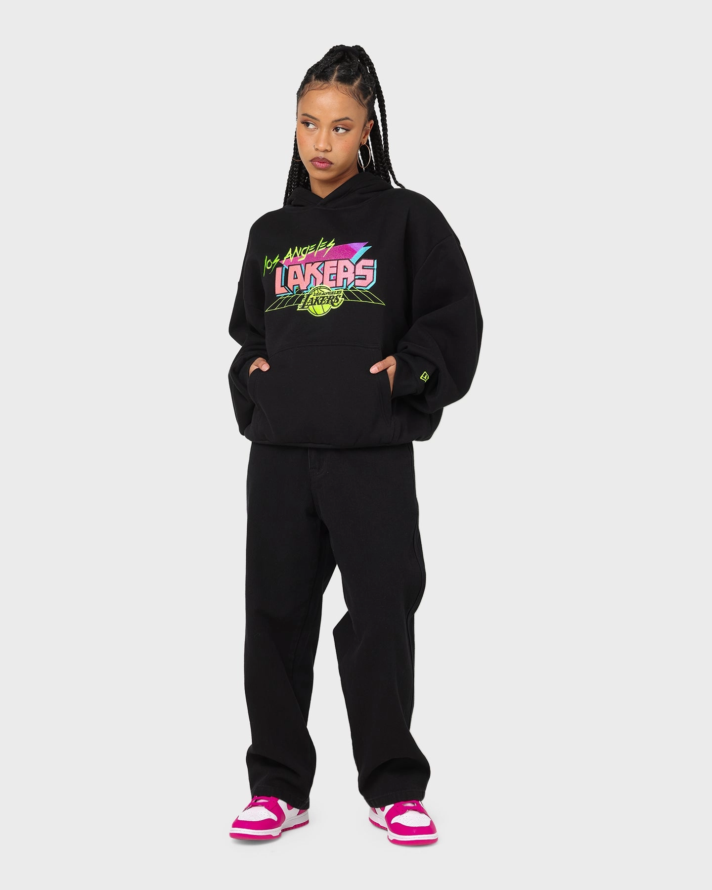 New Era Los Angeles Lakers Retro Arcade Hoodie Black Stand Up Collar