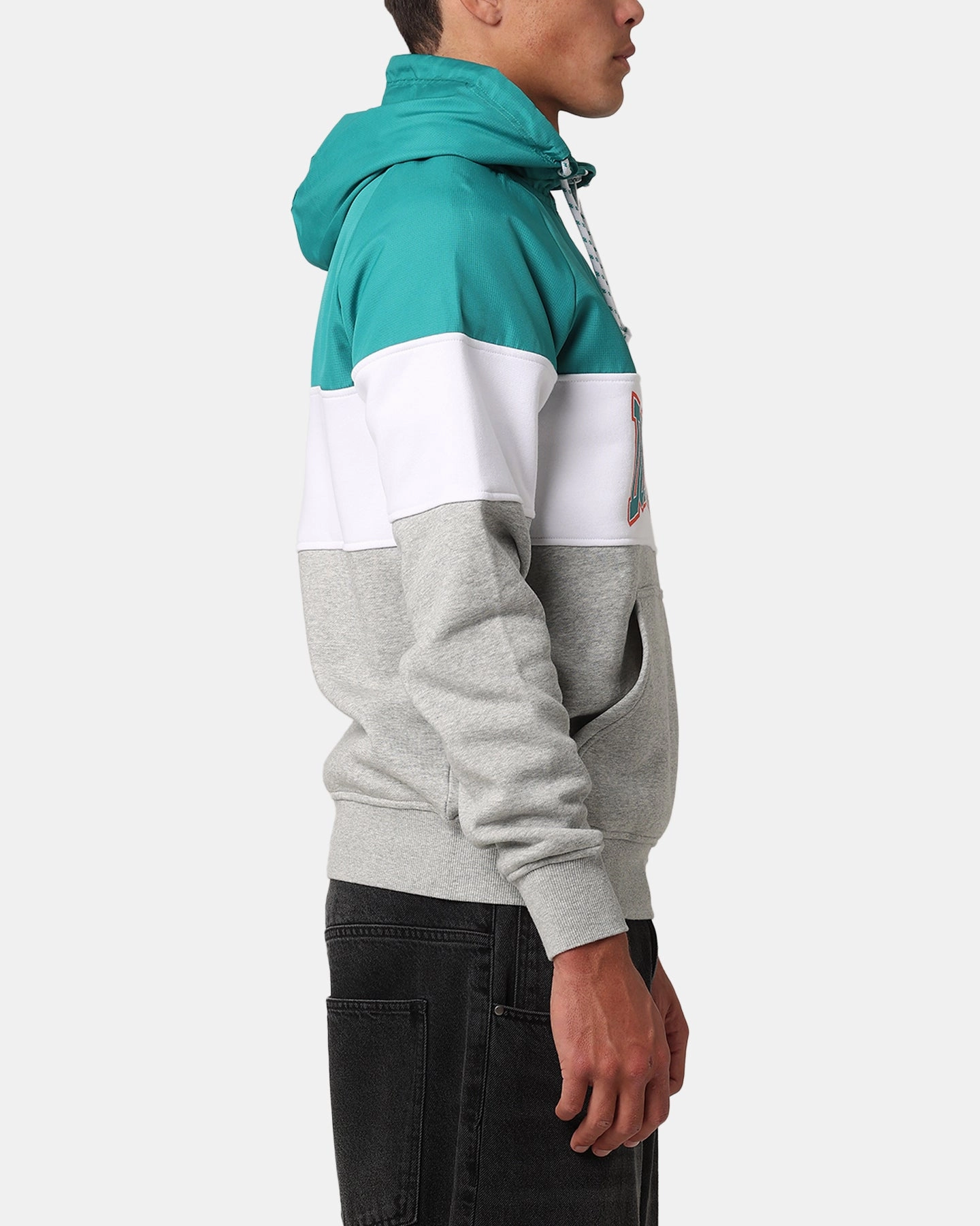 New Era Miami Dolphins Quarter Zip Hoodie Turquoise Airtight Storage Compartment Weatherproof Shell