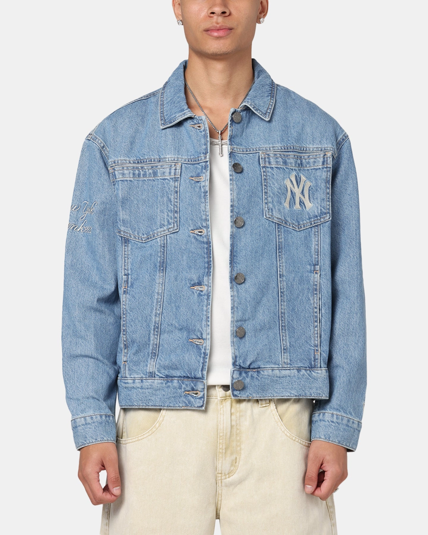 New Era New York Yankees MLB Denim Jacket Denim Earrings Give