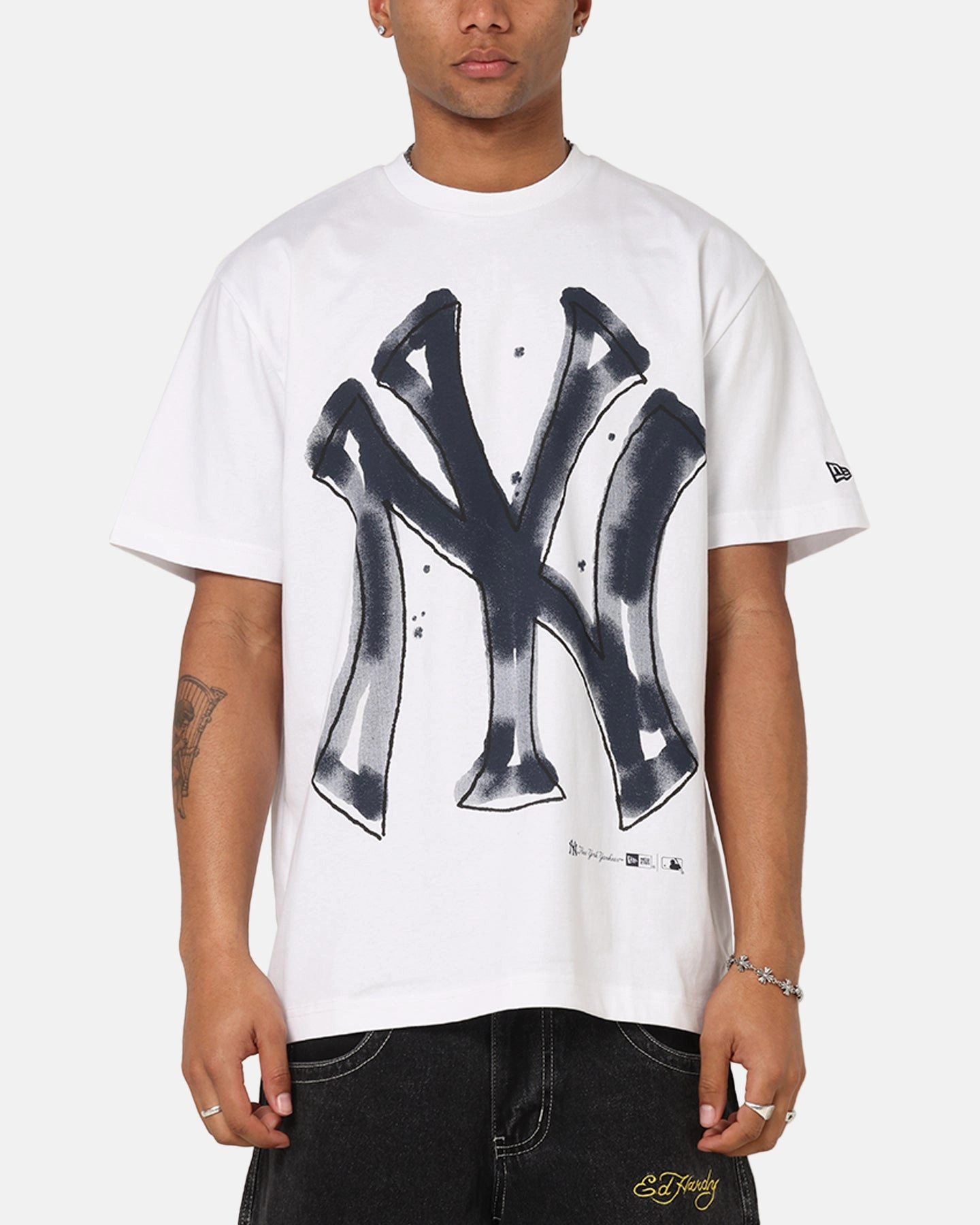 New Era New York Yankees Oversized Paint T-Shirt White Perfect Layer