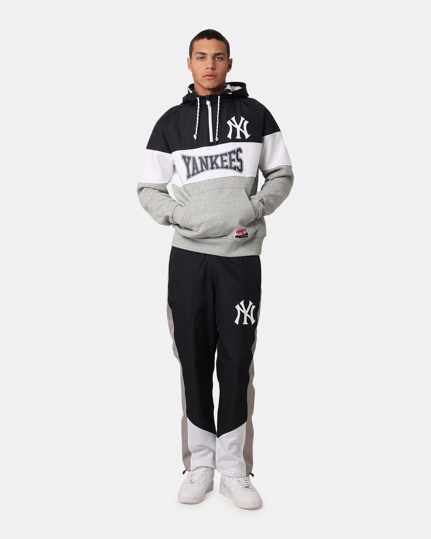New Era New York Yankees Quarter Zip Hoodie Navy Score