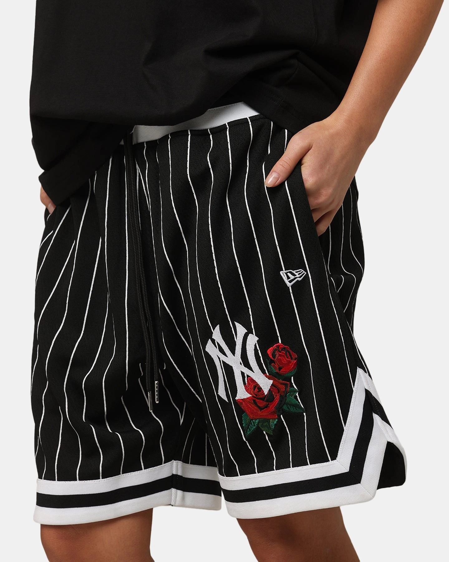 Silk Touch Athletic Shorts New Era New York Yankees Rose Mesh Shorts Black